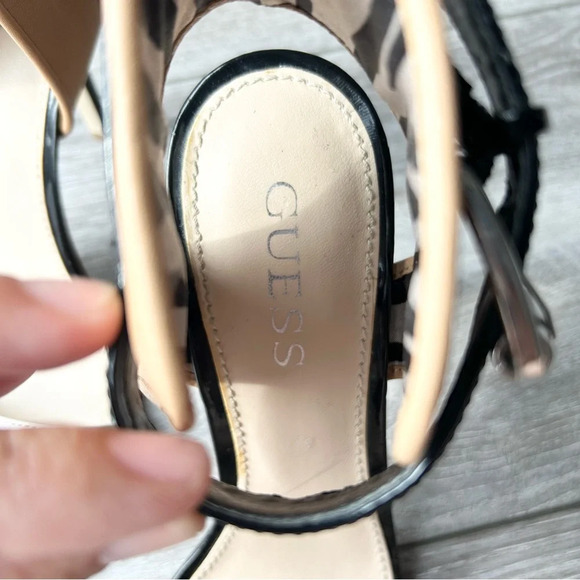 Guess Black Tan Ankle Strappy Heeled Sandals - Picture 8 of 12